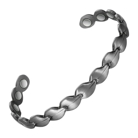 Wollet Copper Magnetic Bracelet for Women,6.5inch Pure Copper Silver Fashion Adjustable Magnetic Bracelet,Copper Jewelry Gift （2040S）