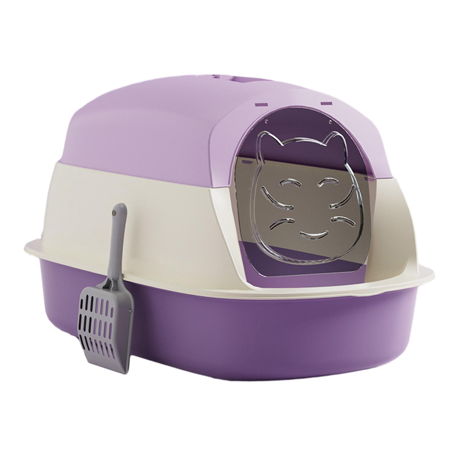 Fzaqwen Hooded Cat with Lid Enclosed and Covered Cat Toilet Pet Supplies with Violet