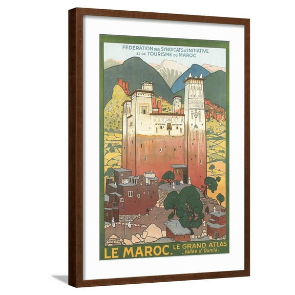 Art.com Morocco Travel Poster Art Print, Brown Frame Wall Art, 21" x 29"