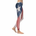 thumbnail image 3 of SUNENAT Vintage Puerto Rican Flag Wood Stretchy Capri Leggings Skinny Yoga Sports Pants Large, 3 of 4
