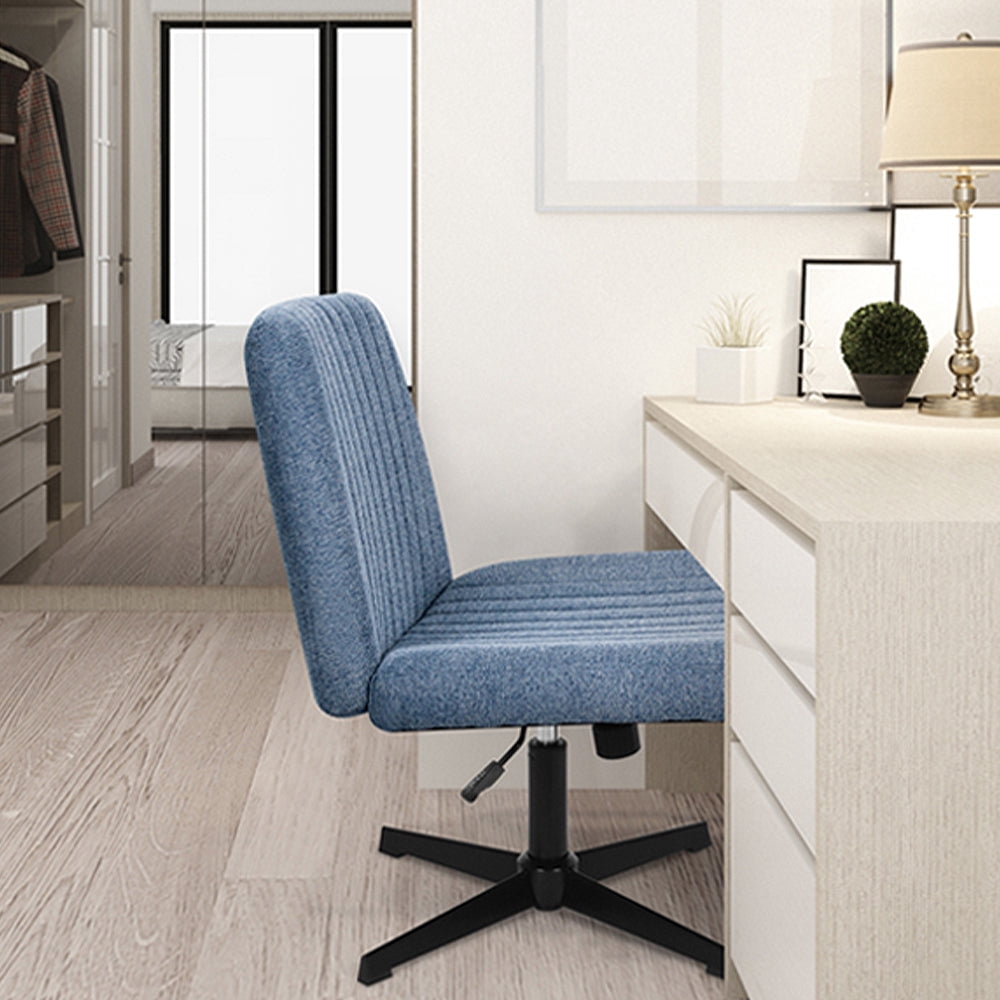 Celtoss Criss Cross Home Office Chair, Armless Swivel Task Computer Chair, in Fabric, Vanity Style, Blue