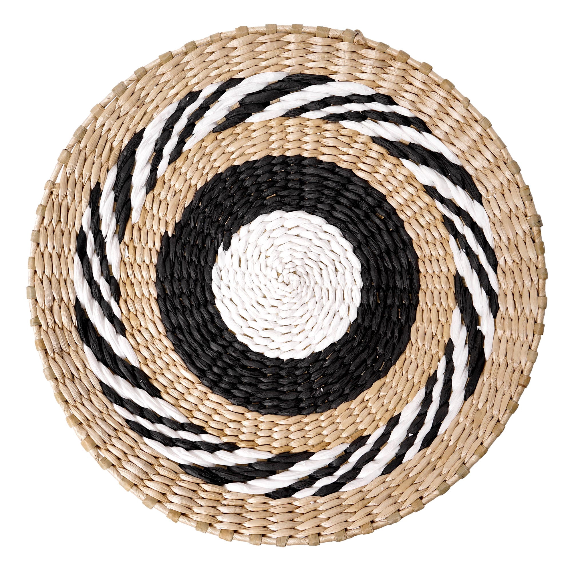 American Art Decor Woven Seaweed Hanging Wall Basket- Black, Natural, White