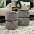 thumbnail image 6 of Falvinoryn Round Grey Velvet Storage Ottoman Upholstered Vanity Stool Chair Foot Rest ,Pack of 2, 6 of 7