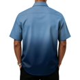 thumbnail image 6 of Mens Short Sleeve Button Down Shirt Gradient Print Casual Pocket Top Summer Beach Lightweight Breathable Loose Fit Tee for Vacation Travel Out Activities Comfortable Cool Dark Blue S, 6 of 6