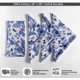 thumbnail image 4 of Vargottam Designer Blue Cotton Canvas Napkins - Set of 12, 20-Inch, Leaves Print, Durable & Absorbent Cloth Napkins for Dining, Parties, and Home Decor - Machine Washable, 4 of 7
