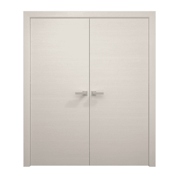 Interior Solid French Double Doors 36 x 80 inches | Ego 5000 Painted White Oak | Wood Interior Solid Panel Frame | Closet Bedroom Modern Doors