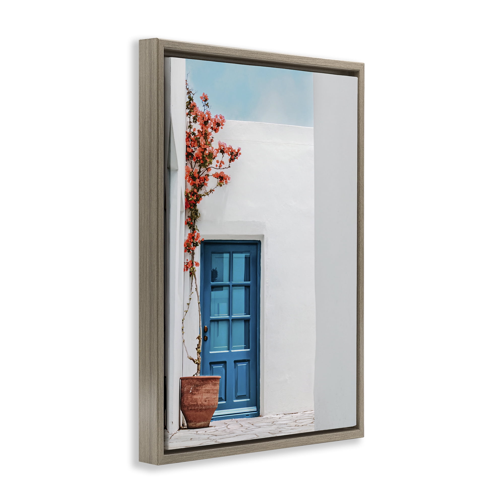 Stupell Industries Blue Villa Door Town & City Photography Brown Floater Framed Art Print Wall Art, 17 x 25