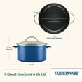thumbnail image 2 of Farberware Style 6 Quart Nonstick Stockpot with Tempered Glass Lid, Dishwasher Safe and Oven Safe to 500°F, Blue, 2 of 8
