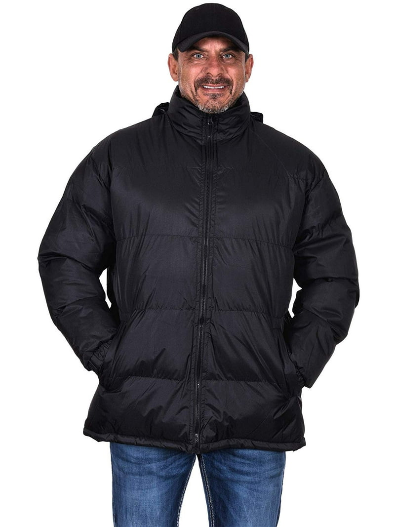Tallino Men's Cold Weather Mock Neck Puffer Jacket with Zip Off