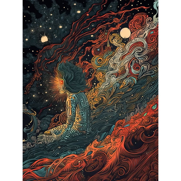 Supernova Cosmic Deity Concept Art Illustration Large Wall Art Poster Print Thick Paper 18X24 Inch