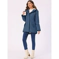 thumbnail image 2 of DARING DIVA Women's Parka Drawstring Waist with Faux Fur Hooded Coats L Navy Blue, 2 of 6