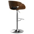 thumbnail image 2 of Simpli Home Amery Modern Adjustable Swivel Bar Stool in Black Faux Leather, 2 of 6