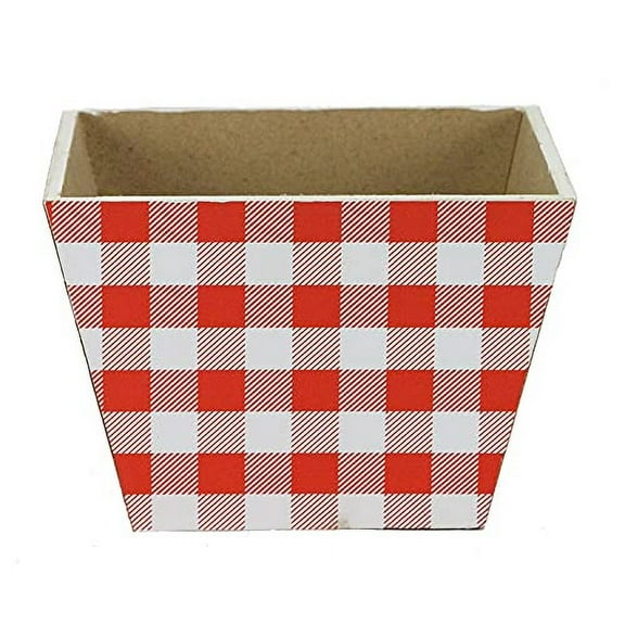 Valentines Christmas Buffalo Plaid Wood Planter Box 7.75 Inch Square Opening Tapered (5.25 Inches Height) Wooden Box, Garden Centerpiece Display