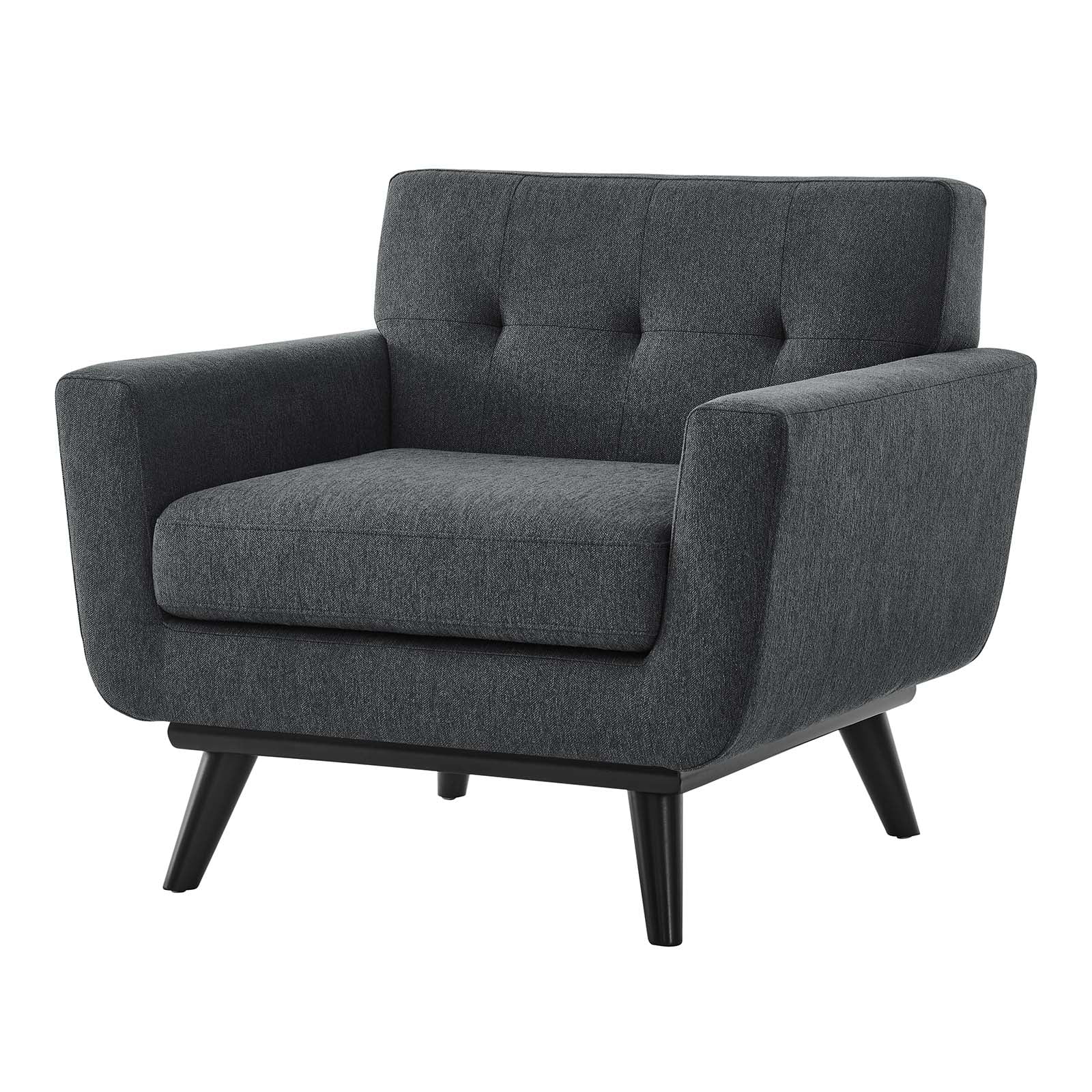 Armchair Accent Chair, Charcoal Grey Gray, Fabric, Modern Contemporary