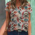 thumbnail image 2 of Patlollav Summer Womens T-shirts Clearance,Plus Size Ladies Fashion V-Neck Short Sleeve Print Casual Blouse, 2 of 5