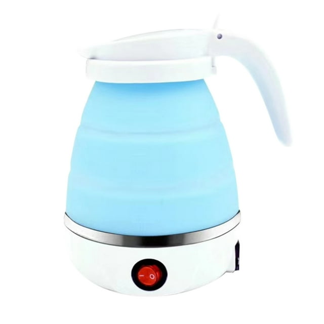 Renjiang Travel Kettle Electric Small Foldable Portable Kettle,Silicone Collapsible Heating Water Boiler Tea Pot for Camping,Easy for Storage with Separable Power Cord