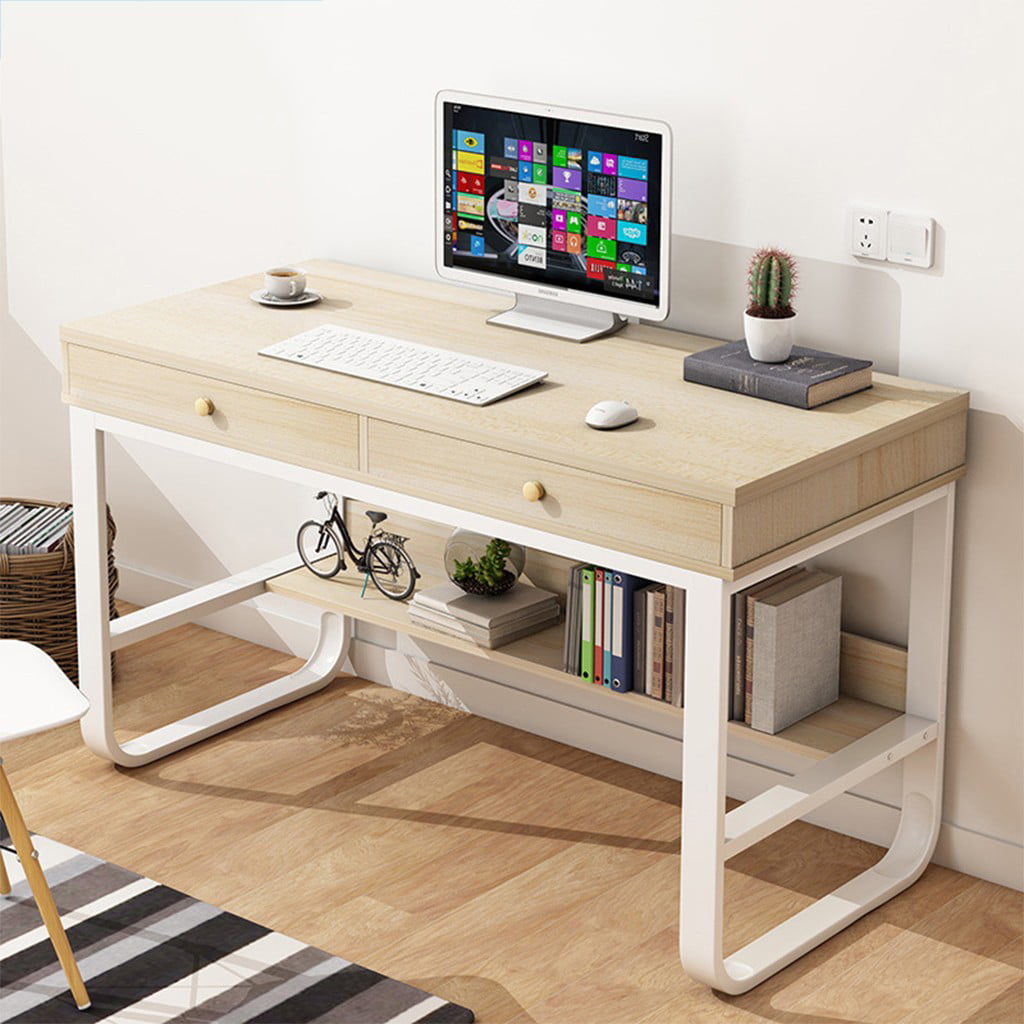 Home Office Computer Desk Laptop PC Study Table With 2 Drawers Furniture Wooden 