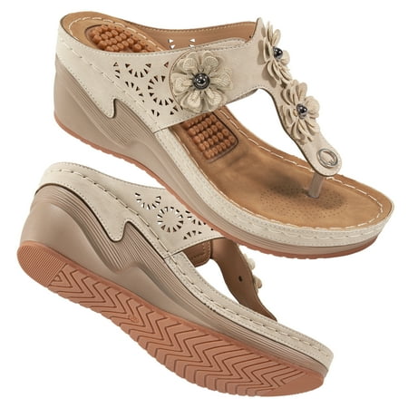 

Almusen Summer Women Sandals Casual Beach Shoes Massage Function Slide Sandals Flip Flops