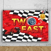 Two Fast Backdrop Cars Themed 2nd Birthday Photography Background Happy Birthday Party Decorations for Kids Boys Child Cake Table Banner Studio Photo Booth Props Banner