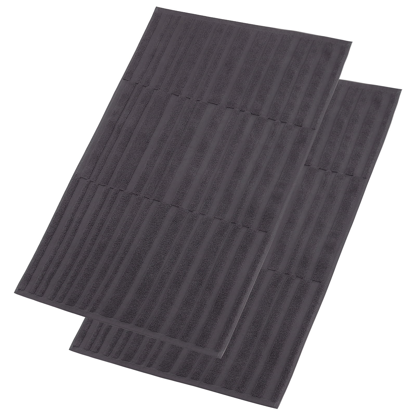 SEMAXE Gray Cotton Bath Mat，Thickened and Durable Floor Towel. 2 Pack