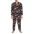 thumbnail image 3 of Salouo Vintage Skull Casino Print Button-Front Long Sleeve Pajama Set for Men, Soft 2Pjs Men's Long Sleeve Sleepwear-X-Large, 3 of 7