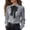 Grey, variant on Long Sleeve Shirts for Women Elegant Bow Tie Blouse with Ruffle Hem High- Solid Color Tops