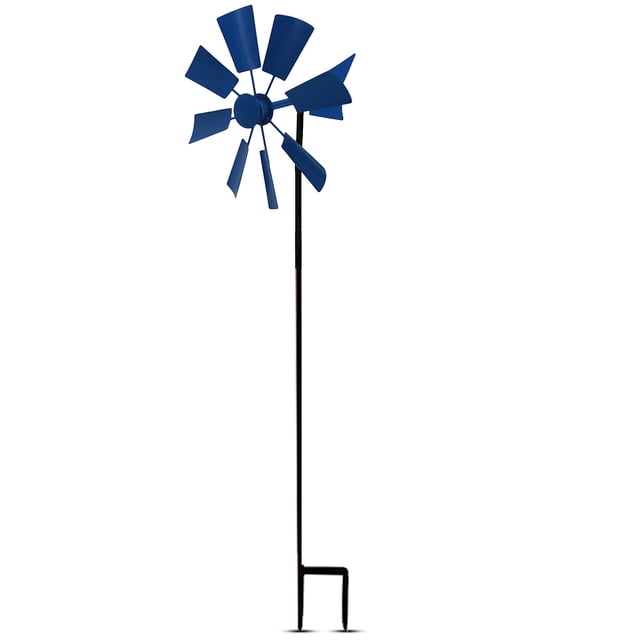 Decorativo Jardín Hierro Molino Molino Estadro Spinner Balcón Aire Libre Molino Estatua Césped Patio Decoración Chicas Boys Cumpleaños Azul Methold HA010948-03B