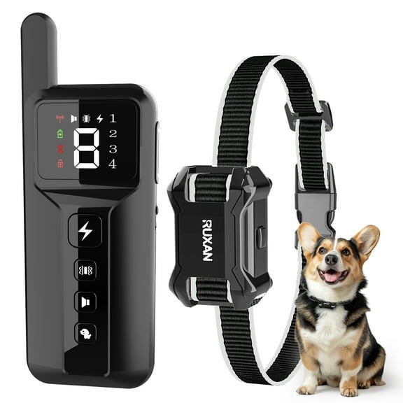 RUXAN Shock Collar with Remote for Dog- Bark Training, for 15-120lbs Large Medium Small Puppy, Smart Collar, Black
