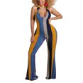 thumbnail image 2 of Faithtur Women Rompers, Stripe Tied Halter Neck Backless Flared Jumpsuit, 2 of 10