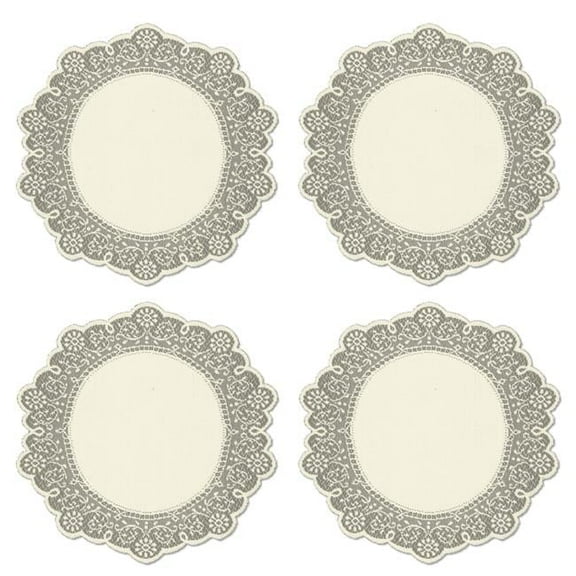 Heritage Lace PR-1200E-S 12 in. Prelude Round Doilies, Ecru - Set of 4