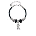 thumbnail image 2 of Delight Jewelry Black Nickeltone Crystal Initial - K - Beaded Border - Godmother Celtic Knot Leather Bead Bracelet, 7"+2" Extender, 2 of 4