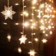 thumbnail image 3 of Cortina de luces LED con forma de copo de nieve de 3,5 m y 96 led, con enchufe, luz de noche de hadas, perfecta para decoración de fiestas de bodas y Navidad, color blanco cálido/, 3 of 4
