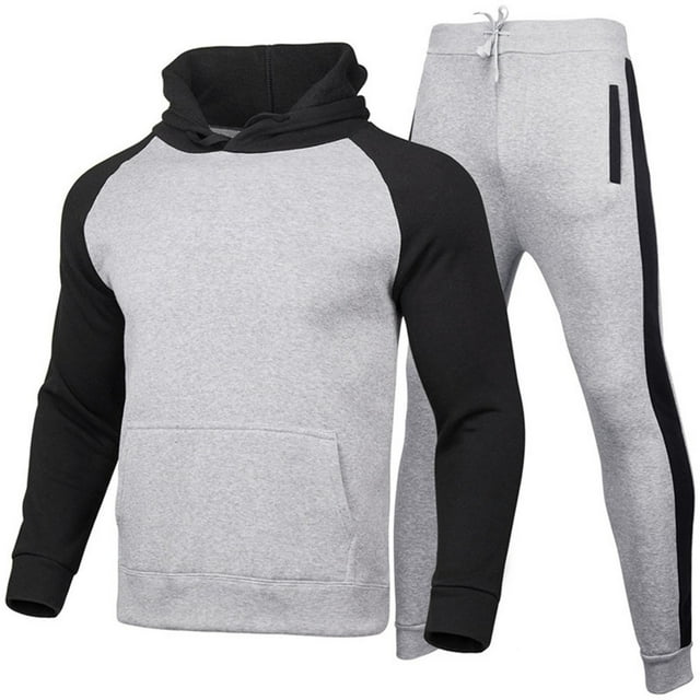 Ensemble de Sport Jogging à Manches Longues pour Hommes Poches Confortables Plus Chandail à Capuchon en Velours