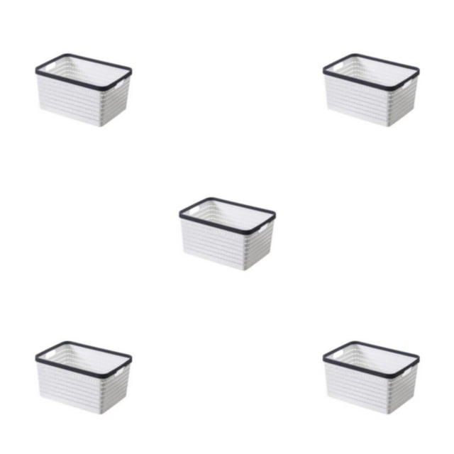 Wweixi Space-Saving Solution Nest-able Storage Basket For Neatly Storing PP Storage Box Cabinet Baskets white s 5Set