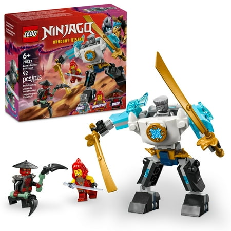 LEGO NINJAGO Zane's Battle Suit Mech Ninja Toy - Building Toy for Pretend Play for Kids, Boys and Girls, Ages 6+ - with 3 Minifigures - Gift Idea for Birthdays - 71827