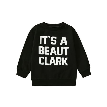 

Toddler Baby Boy Girl Christmas Letter Print Sweatshirt Long Sleeve Crewneck Sweater Shirt Pullover Xmas Tops