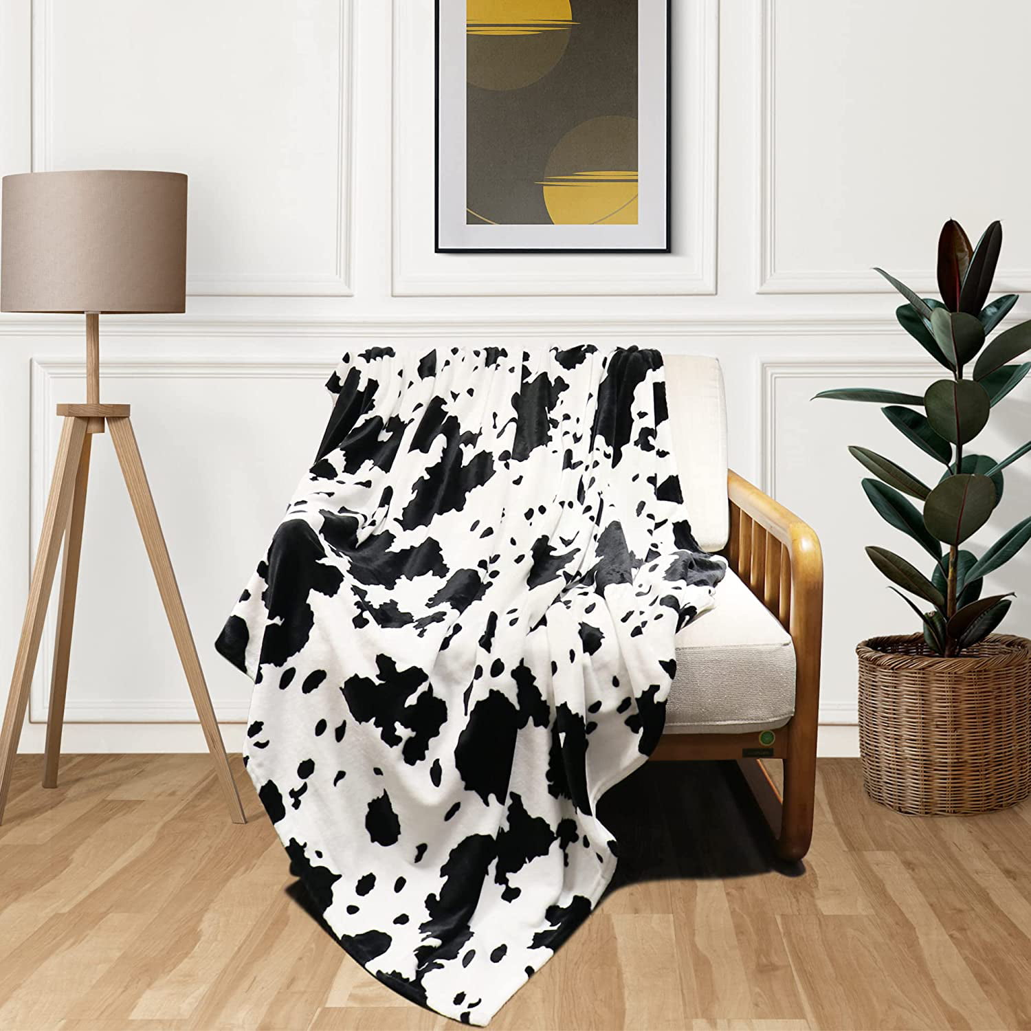 Cow Print Blanket Soft Fleece Flannel Lightweight Cozy Baby Blankets Warm Black and White Cow Throw Blanket Baby Seat Couch Bed Cow Bedding Baby Boys Girls Toddler Infant Newborn 40x50 inch 