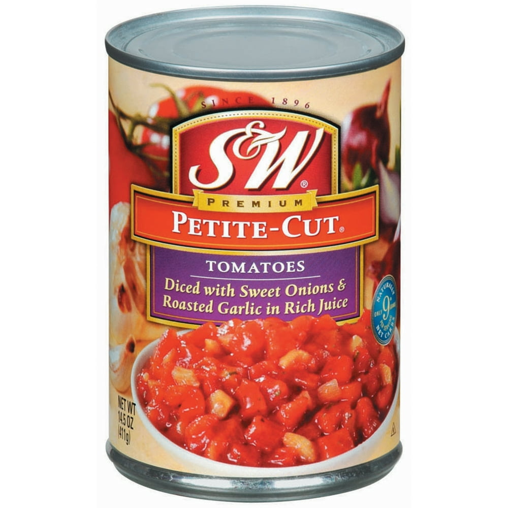 S&W PetiteCut Diced Tomatoes With Sweet Onions & Roasted Garlic, 14.5