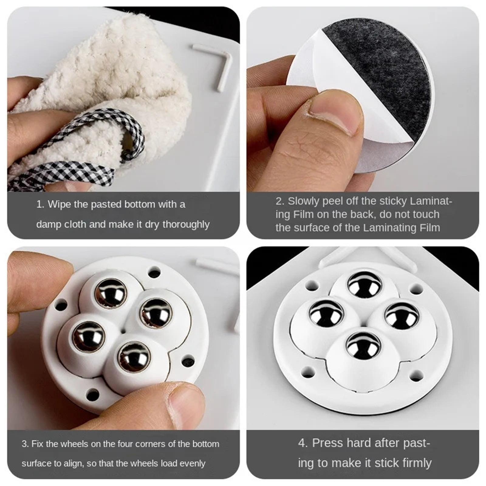 4Pcs Home Furniture Caster Swivel Casters Wheel For Furniture Storage Box 360° Rotation 4 Beads Ball Universal Wheel Mute ,Reliable