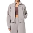 thumbnail image 2 of Chaqueta Deportiva de Larga con Solapa y Cremallera para Mujer, Ideal para Otoño e Invierno Chaqueta Holgada para Yoga Al Aire Libre Gris XXL, 2 of 7