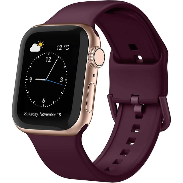 Compatible con correas de Apple Watch de 45 mm, 44 mm y 42 mm, correa de repuesto de pulseras deportivas de silicona suave con cierre clásico para Iwatch Series Se 7 6 5 4 3 2