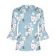 thumbnail image 4 of ICHUANYI ClearanceWomen‘s Summer Sexy Fold Printed Regular Women 3/4 Sleeves V Neck Button Tops Blouse(Sky Blue, L) ICHUANYI WER20232080505192, 4 of 5