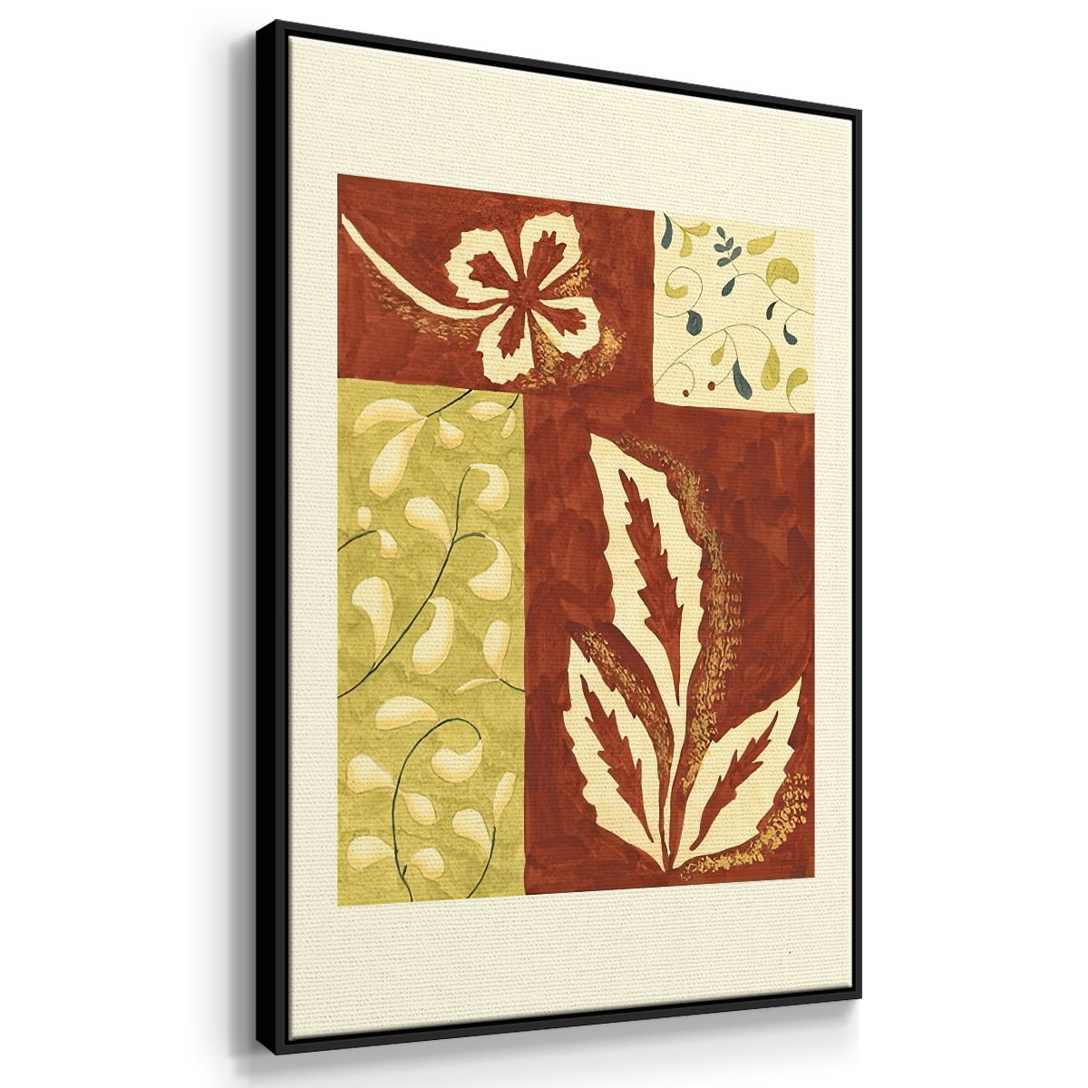 Festive Floral I - Framed Gallery Wrapped Holiday Canvas - 17 x 25 - Black Frame