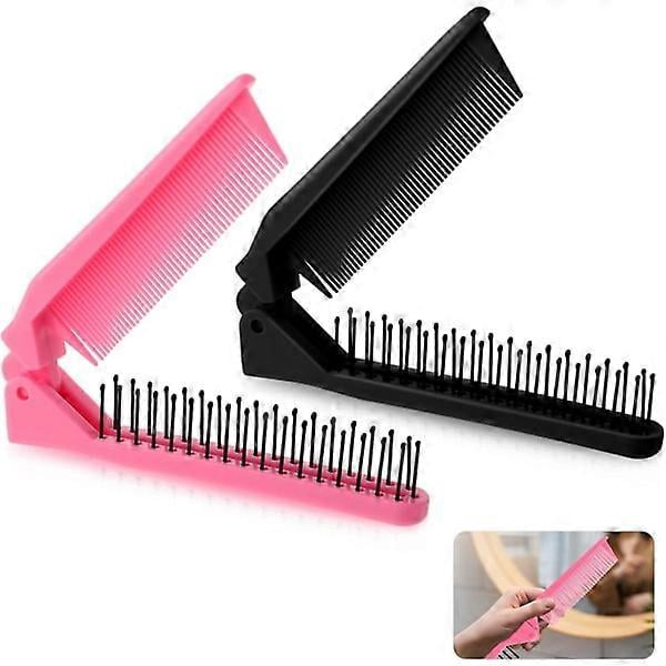 Portable Folding Double Head Hair Brushes Compact Anti-Static Travel Hair Comb for Handbag