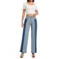 thumbnail image 1 of WILLBEST Jeans Mujer Pantalones Vaqueros Rectos de Cintura Alta para Mujer, Informales, Con Diseño de Patchwork, Cómodos y Elásticos, para Uso Diario. Extra Grande, 1 of 6