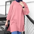 thumbnail image 2 of Womens Tops Autumn New Muslim Stand Up Collar Button Solid Color Long Sleeved Shirt Blouses For Women, 2 of 4