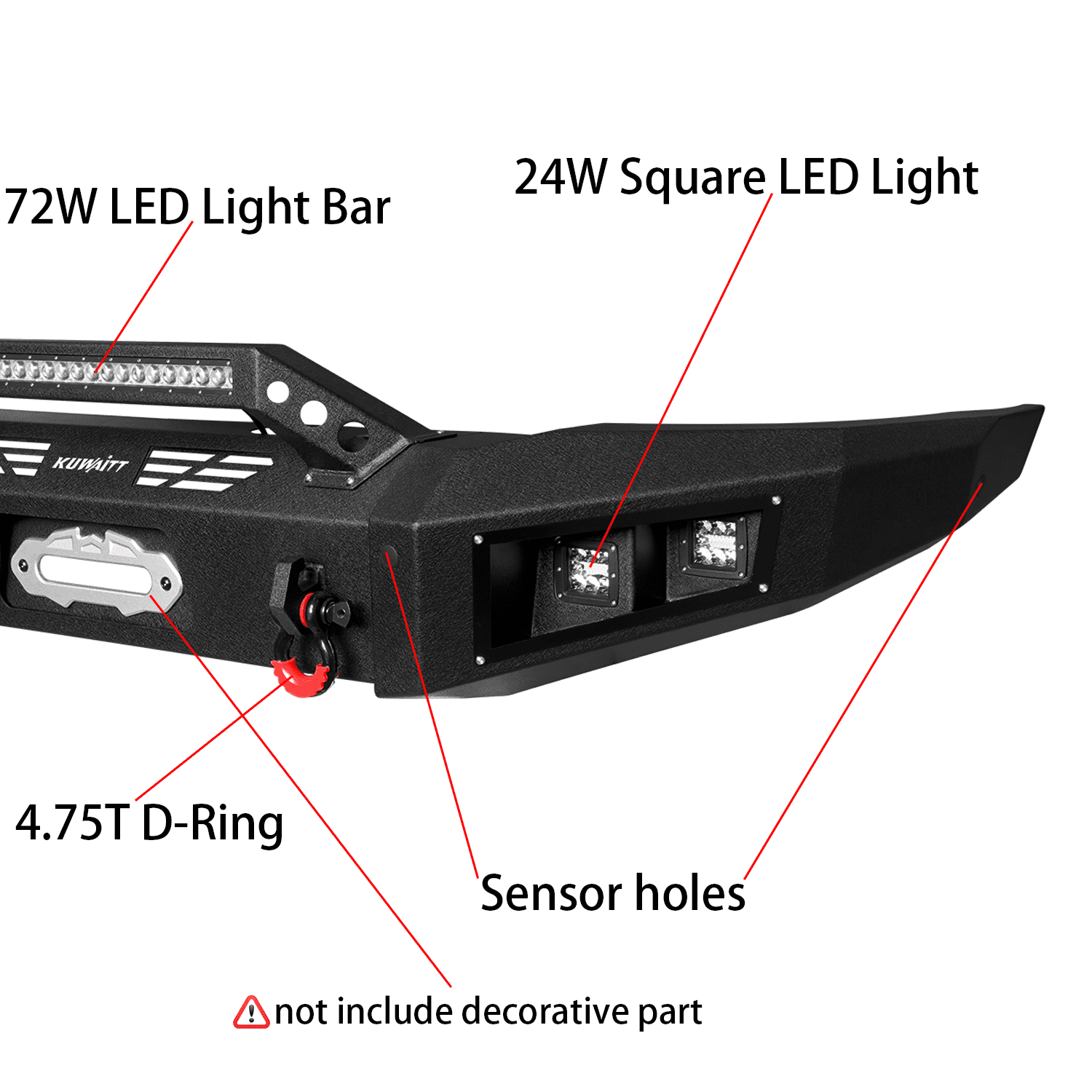 TIOYAR Steel Front and Rear Bumper With Winch Plate&Lights Compatible with 2015-2019 Chevy Silverado 2500/3500（Black Texture）