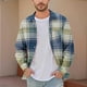 thumbnail image 1 of Blusa y camisa de manga larga con cuello vuelto para hombre, informal, a la moda, con botones, estampado a cuadros, blusa elástica de manga larga con cuello vuelto, blusa de poliéster para hombre, 1 of 5