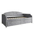 thumbnail image 6 of Home Design Kilgore Twin Daybed, Gray Velvet, Scooped Backrest, Chrome Nailhead Trim, Foam Padding, Pull-Out Trundle for Stylish Seating & Sleeping, 6 of 9