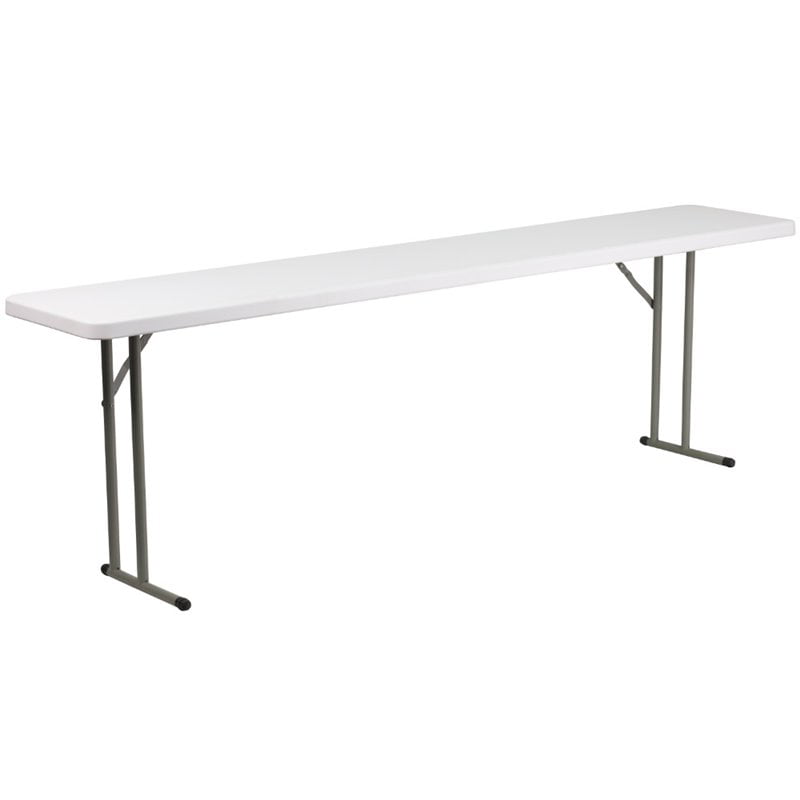 18" x 60" Granite White Folding Tables Heavy Duty Blow Molded Plastic Rectangle 